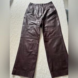 Veronica Beard dark maroon leather pants